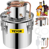 VEVOR Moonshine Still Distiller 5Gal 21L Stainless Steel Water Distiller Copper Tube Home Brewing Kit Build-in Thermometer for DIY Whisky Wine Brandy Sliver