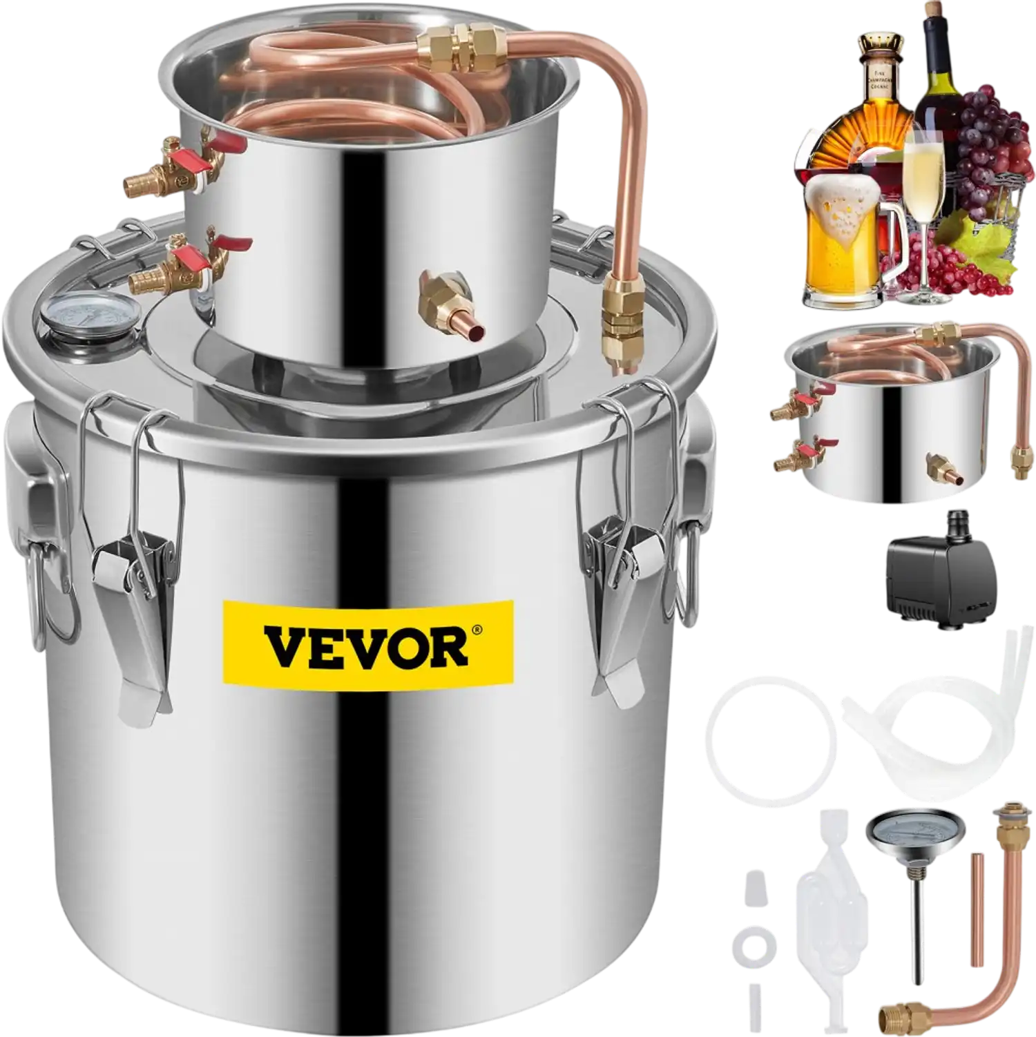 Vevor Alcohol Still 9.6 Gal Stainless Steel Water Wine Distiller New