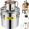 VEVOR Alcohol Still 9.6Gal/38L, Alcohol Distiller with Circulating Pump, Alcohol Still Copper Tube, Whiskey Distilling Kit with Build-In Thermometer, Whiskey Making Kit for DIY Alcohol, Stainless Stee