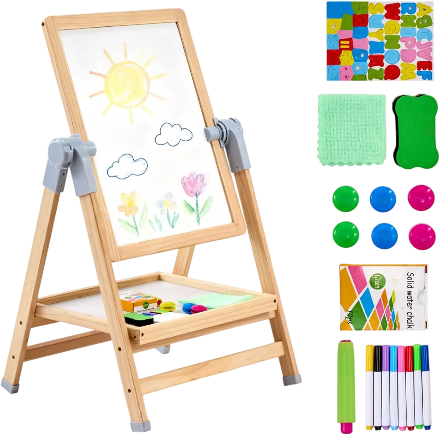 Vevor Standing Easel 2-in-1 Kids Art Easel Magnetic Whiteboard Chalkboard New