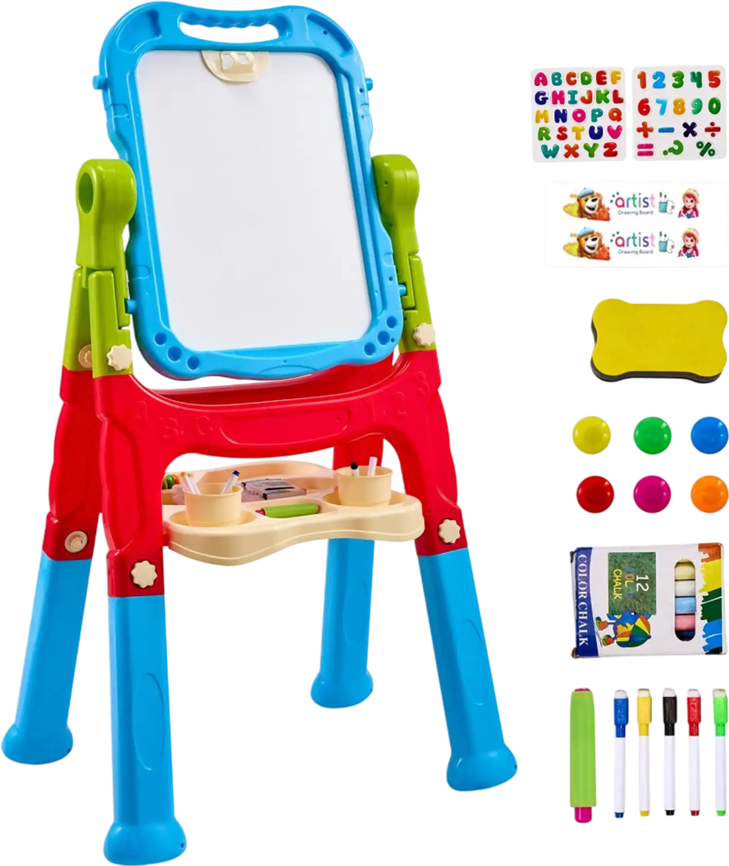 Vevor Standing Easel 2-in-1 Kids Art Easel with Magnetic Whiteboard & Chalkboard New