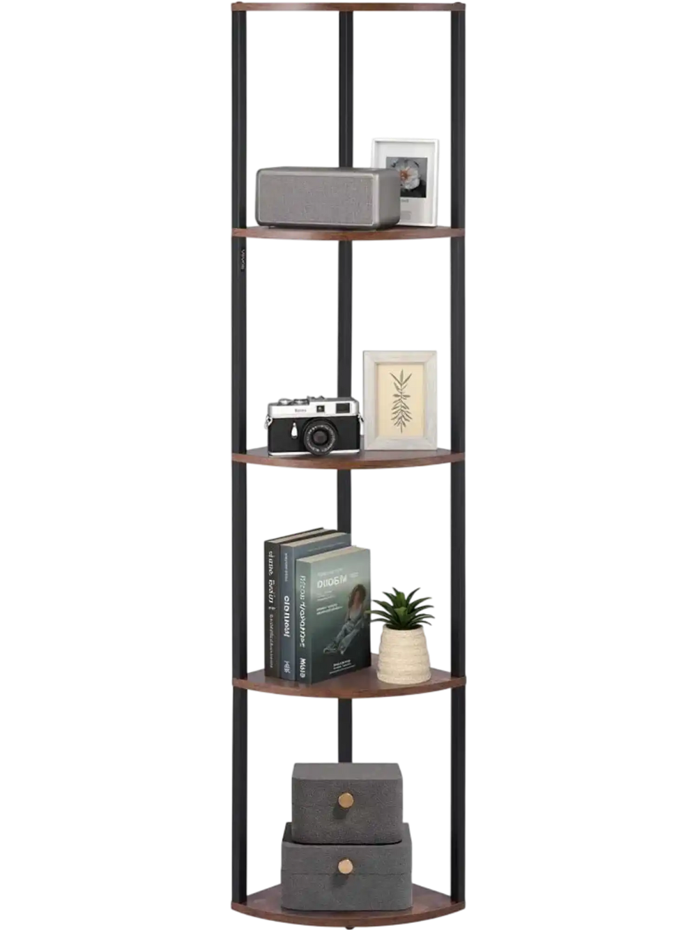 VEVOR 5 Tier Corner Shelf with LED Light, 64" Tall Corner Bookshelf with Storage Shelves for Collectibles, Display Shelf with Multi-color Lights Controlled Via RC/APP for Bedroom, Living Room, Office