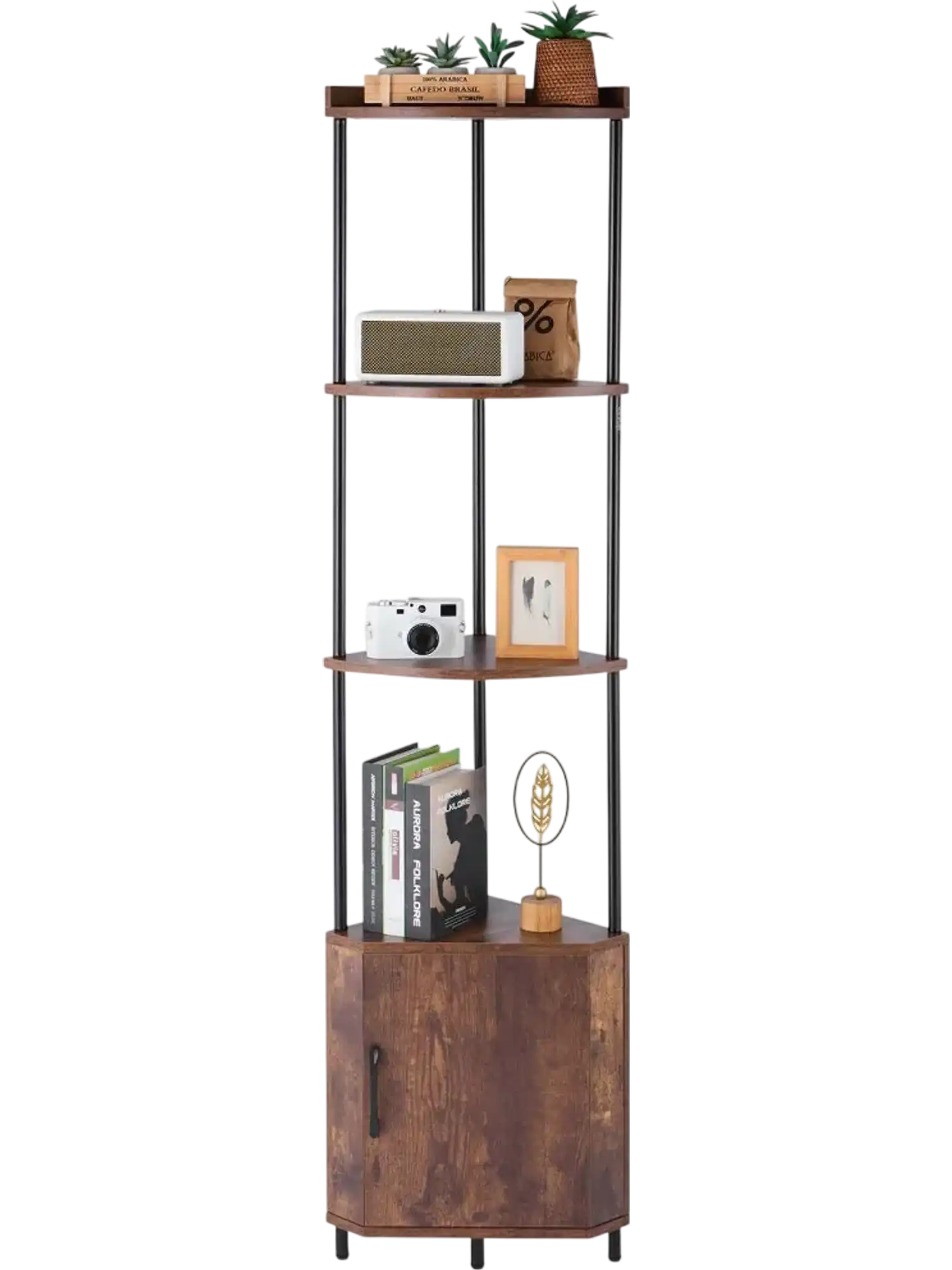 Vevor Corner Shelf 5-Tier LED Light Storage Cabinet Bookcase 12