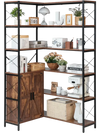 VEVOR 6 Tier Corner Bookshelf, 70" Tall Corner Bookcase with Storage Cabinet, 2 Barn Doors & 10 Storage Shelves, Farmhouse L Shaped Corner Display Shelf for Bedroom, Living Room, Office