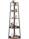 VEVOR 5 Tier Corner Shelf, 70" Tall Corner Bookshelf with Metal Frame & Wooden Shelves, Industrial Corner Ladder Shelf for Living Room, Bedroom, Office, Rustic Brown