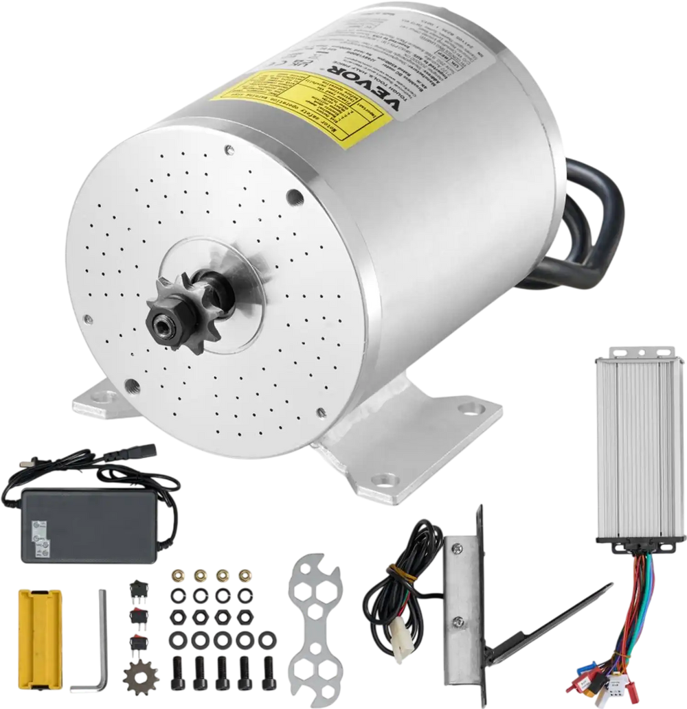 VEVOR 1800W Electric Brushless DC Motor Kit - 48V 4500rpm Motor with Upgraded Speed Controller and Foot Pedal Throttle Kit for Go Karts E-Bike Motorcycle Scooter DIY