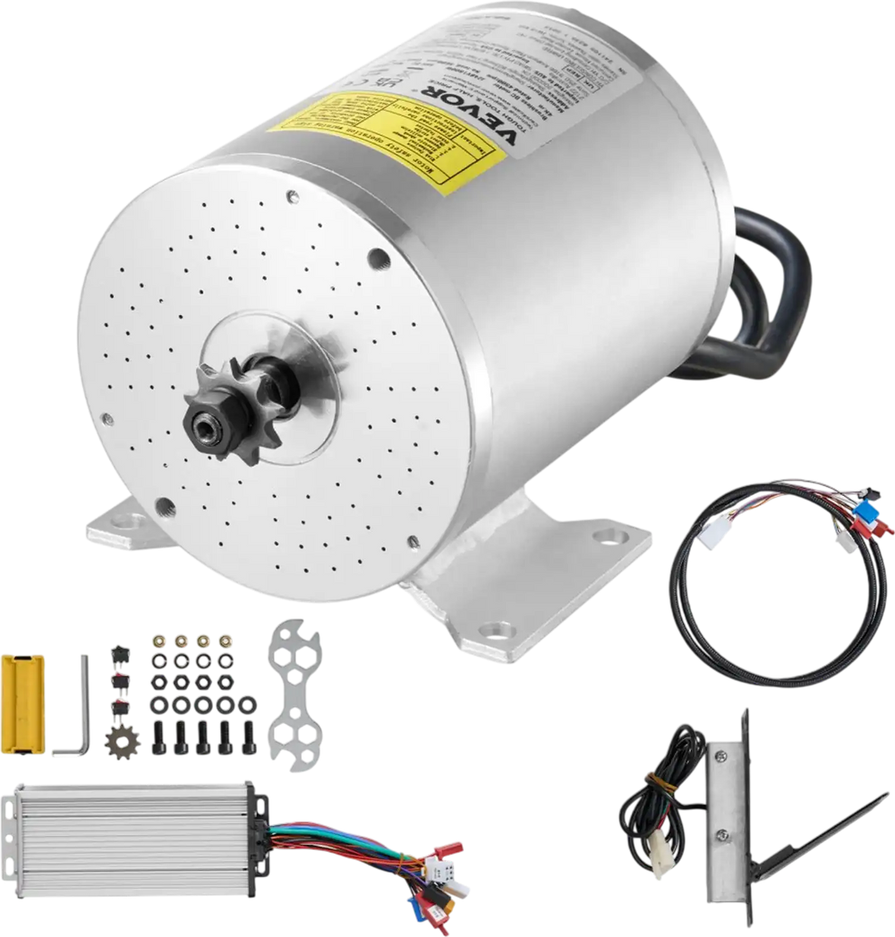 VEVOR 1800W Electric Brushless DC Motor Kit - 48V 4500rpm Motor with Upgraded Speed Controller and Foot Pedal Throttle Kit for Go Karts E-Bike Motorcycle Scooter DIY