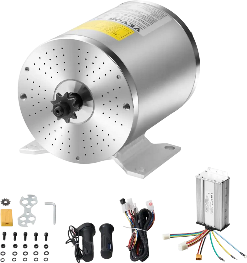 VEVOR 1800W Electric Brushless DC Motor Kit - 48V 4500rpm Motor with Upgraded Speed Controller, Throttle Grip Kit for Go Karts E-Bike Motorcycle Scooter