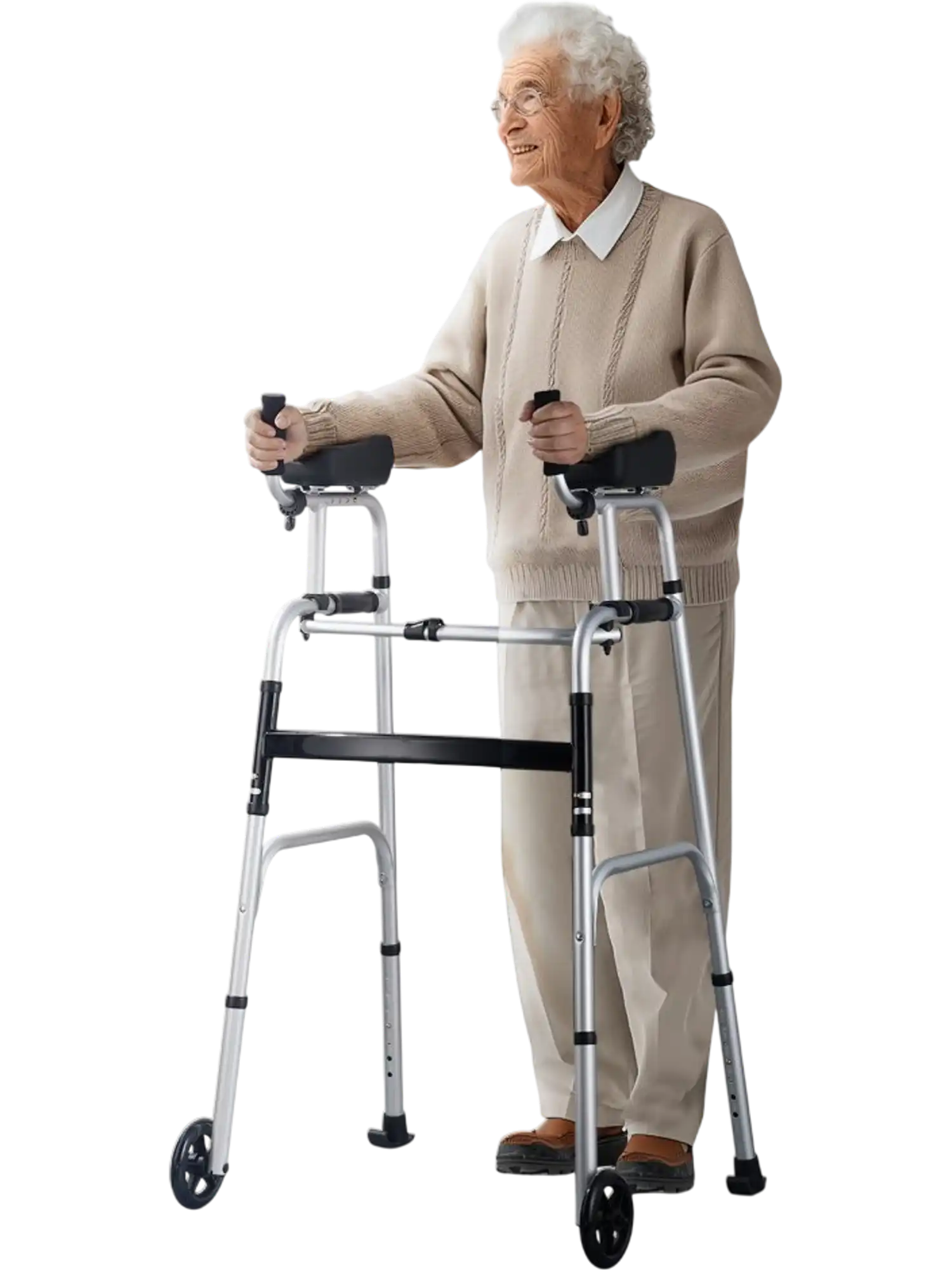 Vevor Walker 2-in-1 Folding Walker with Removable Armrests and 5