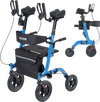 VEVOR Rollator Walker with Seat for Seniors, Foldable Rolling Walker, Lightweight Aluminum Mobility Walking Aid with PU Solid Wheels, Adjustable Handle, Storage Bag, Cup/Cane Holder - Supports 300LBS