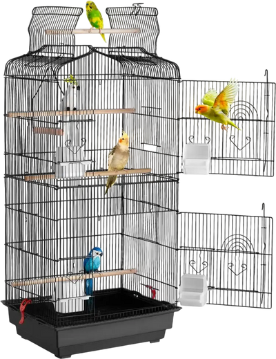 VEVOR 41-inch Open Top Large Parrot Bird Cage, Hanging Bird Cage for Parakeets Finches Canaries Lovebirds Cockatiels Budgies Small Quaker Conures Travel Pet Flight Birdcage with Swing and Perch