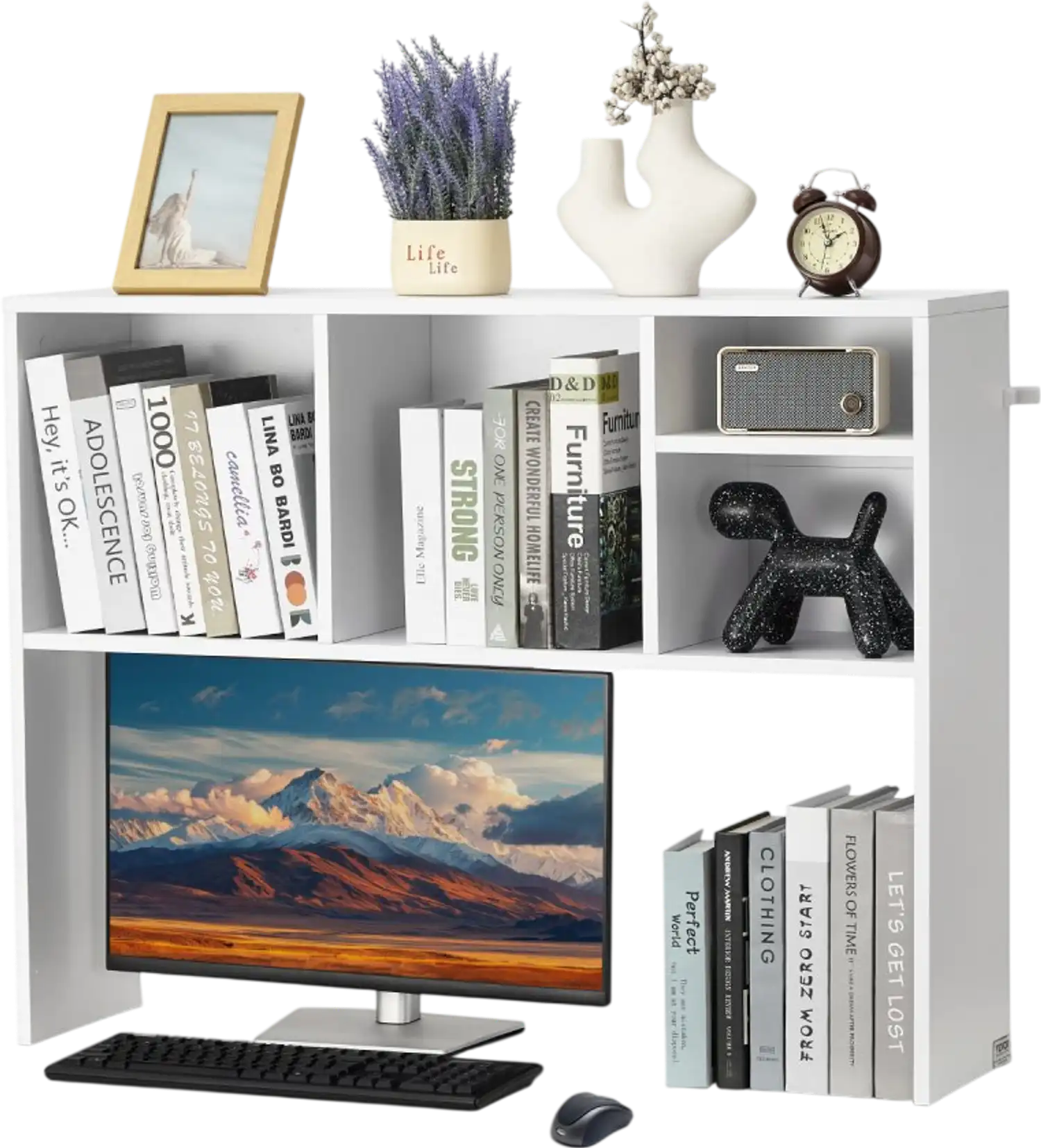 Vevor Desktop Bookshelf 1-Tier Storage Organizer White 37