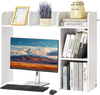 VEVOR Desktop Bookshelf, 2-Tier Desktop Storage Organizer, 37.2" x 9.5" x 28.9" Office Storage Rack Wood Display Shelf, Desktop Bookshelf Hutch with Anti-Slip Feet Pads, for Office, Home & Dorm, White