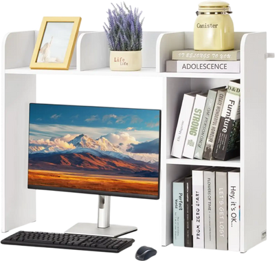 Vevor Desktop Bookshelf 2-Tier Storage Organizer White New