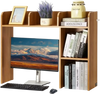 VEVOR Desktop Bookshelf, 2-Tier Wood Desktop Storage Organizer, 37.2" x 9.5" x 28.9" Office Storage Rack Wood Display Shelf, Desktop Bookshelf Hutch with Anti-Slip Feet Pads, for Office, Home & Dorm
