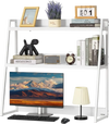 VEVOR Desktop Bookshelf, 2-Tier Desktop Storage Organizer, 37.4" x 12.6" x 35.4" Office Desk Storage Rack Display Shelf, Desktop Bookshelf Hutch with Anti-Slip Feet Pads, for Office, Home & Dorm, White