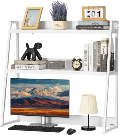 Vevor Desktop Bookshelf 2-Tier Storage Organizer White New