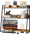 VEVOR Desktop Bookshelf, 2-Tier Desktop Storage Organizer, 37.4" x 12.6" x 35.4" Office Storage Rack Wood Color Display Shelf, Desktop Bookshelf Hutch with Anti-Slip Feet Pads, for Office, Home & Dorm