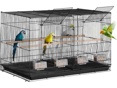 VEVOR 30-inch Flight Bird Cage, Stackable Divided Small Parakeet Cage for Parrots Canaries Cockatiels Lovebirds Finches Budgies Conures Macaws Pet Travel Birdcage with Handle and Perches