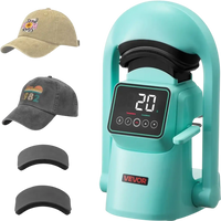 VEVOR Auto Hat Heat Press Machine, with 2pcs Interchangeable Platens, Automatic Open and Release, Touchscreen for Precise Time and Temperature Control, Heat Transfer Printing for Caps, Hats, Green