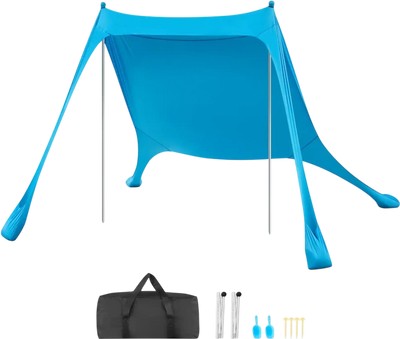 Vevor Beach Tent Sun Shelter Canopy 7.5' x 7.5' UPF50+ Blue New