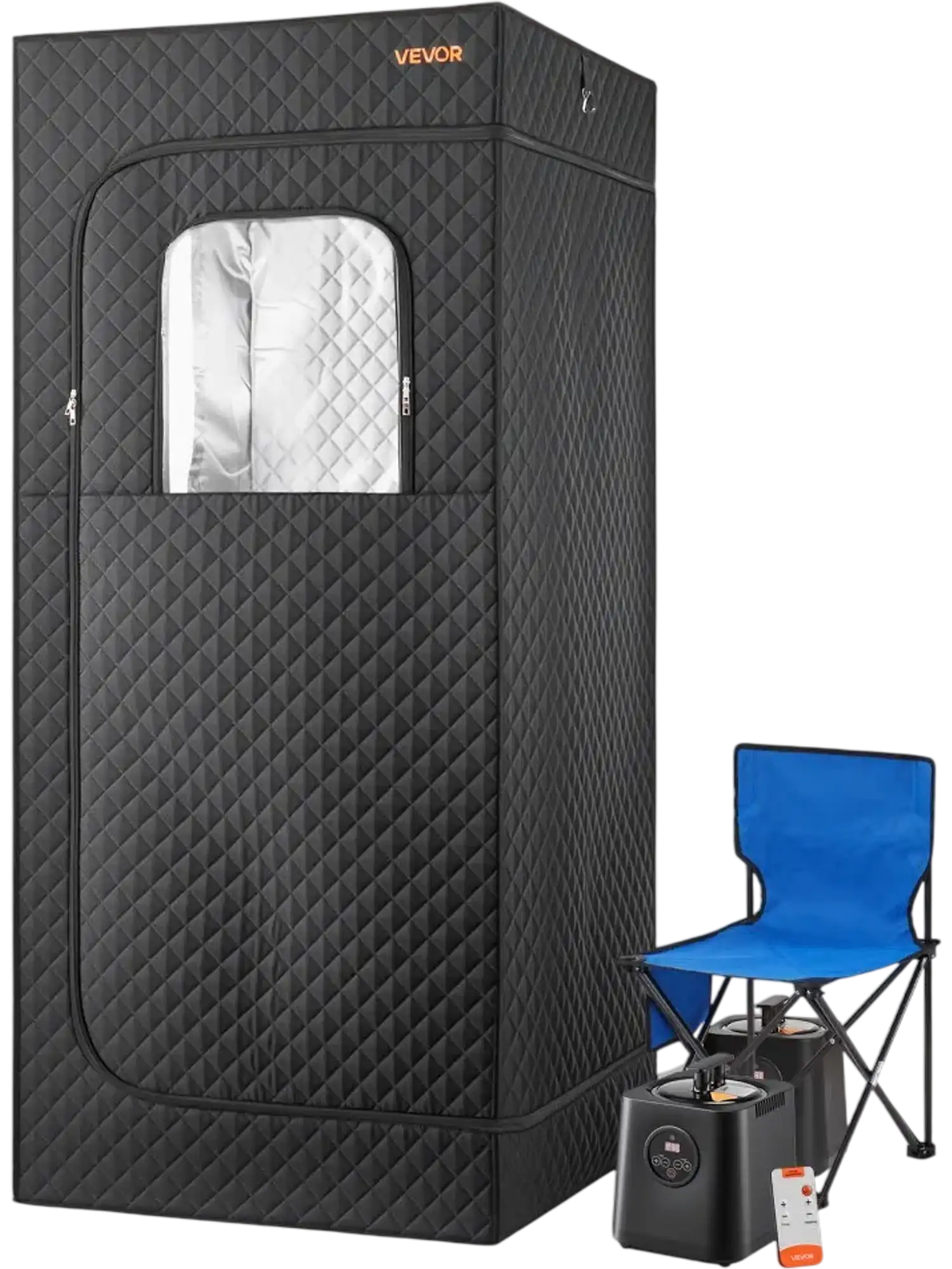 Vevor Steam Sauna Portable 1-Person Home Spa Tent with Steamer Remote & Oil Box Black New