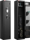 VEVOR Gun Safe, Heavy Duty Cold-Rolled Steel Fireproof Rifle Cabinet with Fingerprint, Digital Keypad & Key, Large Long Gun Cabinet with Magazine and LED, Adjustable Racks for Rifles, Pistols, Shotgun