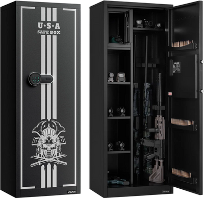 Vevor Gun Safe 4 Rifle Cabinet with 2 Adjustable Racks 3 Ammo Slots Key and Password Lock New