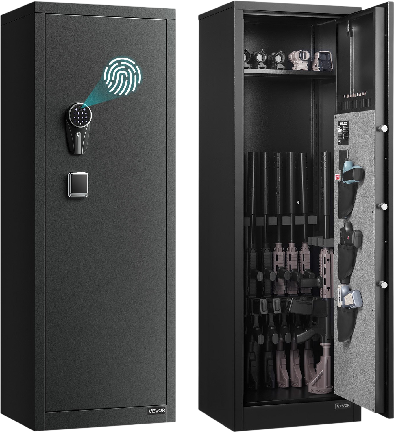 Vevor Gun Safe 8-10 Rifle Capacity with Adjustable Racks Fingerprint Password Lock New