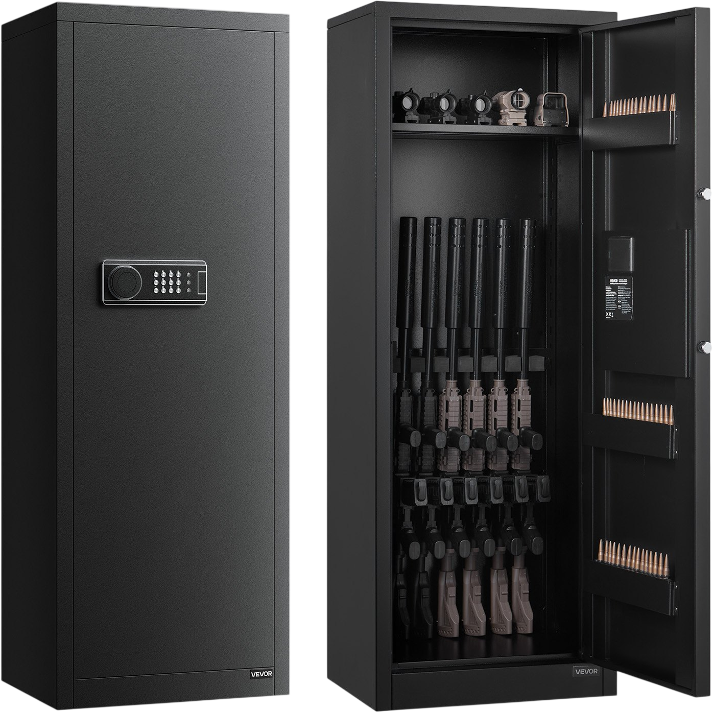 Vevor Gun Safe 6-8 Rifle Cabinet with 2 Adjustable Racks 3 Ammo Slots Key and Password Lock New