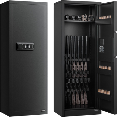 Vevor Gun Safe 6-8 Rifle Cabinet with 2 Adjustable Racks 3 Ammo Slots Key and Password Lock New