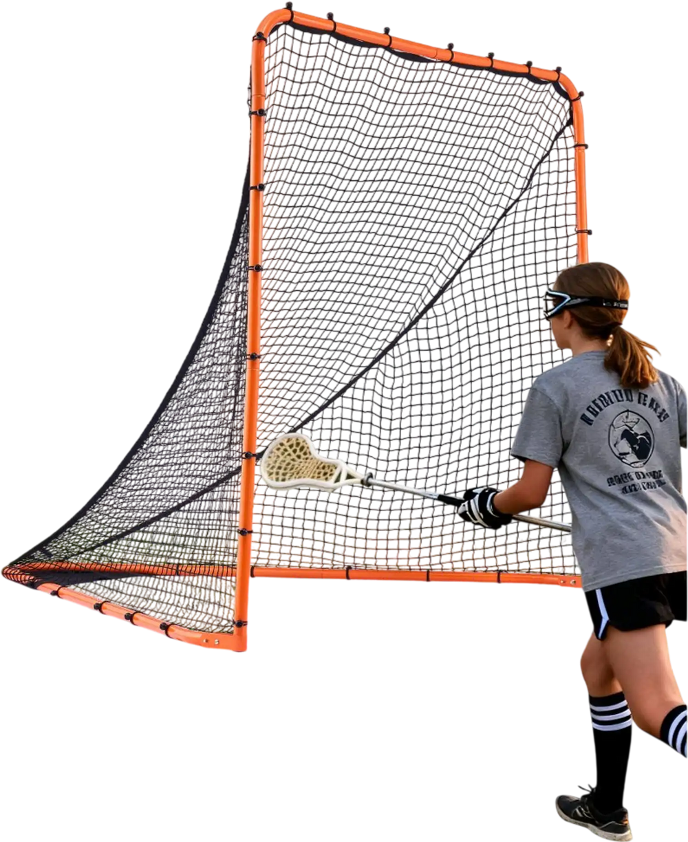VEVOR Lacrosse Goal, 6' x 6' Lacrosse Net, Folding Portable Backyard Lacrosse Training Equipment, Steel Frame Training Net, Quick & Easy Setup Lacrosse Goal, Perfect for Youth Adult Training, Orange