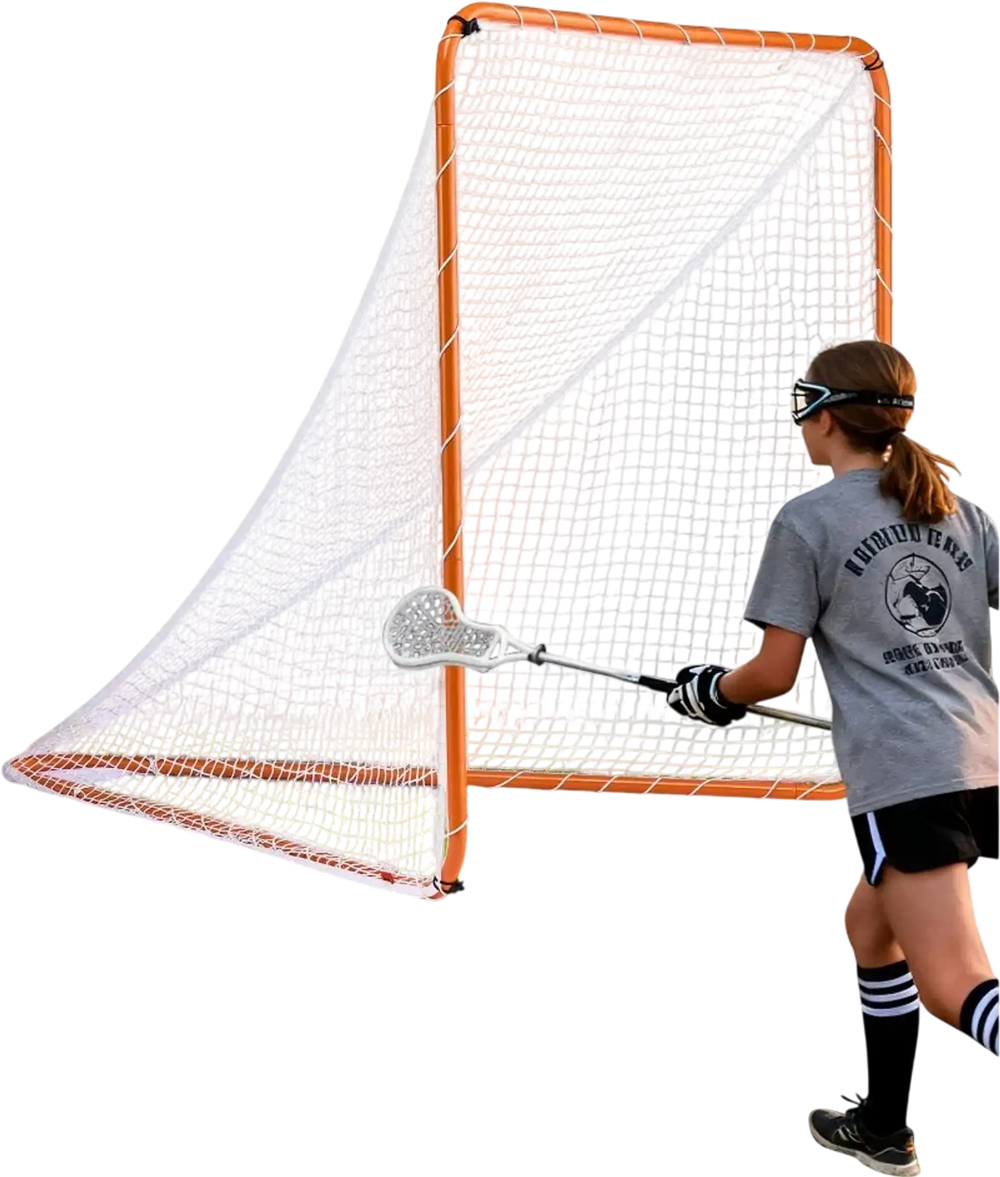 VEVOR Lacrosse Goal, 6' x 6' Lacrosse Net, Steel Frame Backyard Lacrosse Training Equipment, Portable Lacrosse Goal with Carry Bag, Quick & Easy Setup, Perfect for Youth Adult Training, Orange