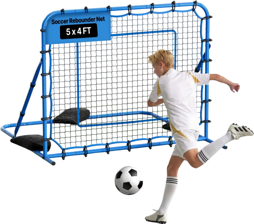 VEVOR Soccer Rebounder Net, Quick-Switch Angle Soccer Goal Rebounder for Control, Passing Practice, Heavy-Duty Iron Frame & PE Net, Easy Setup Ball Training Aids & Equipment for Teens&Adults,5 x 4 ft