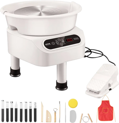 VEVOR Pottery Wheel, 10 inch Pottery Forming Machine, Direct Drive Ceramic Wheel with 3 Support Legs for DIY Art Craft, 350W Electric Wheel for Pottery with Foot Pedal and LCD Touch Screen, White