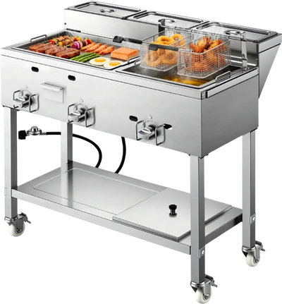 Vevor Frying Cart Outdoor Propane Fryer & Griddle Combo New