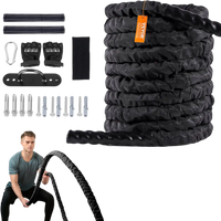 VEVOR Battle Rope, 1.5 Inch Diameter 30Ft Length Polyester Exercise Rope, Battle Exercise Equipment with Protective Sleeve & Anchor, Heavy Weighted Rope for Home Gym Workout Core Strength Training