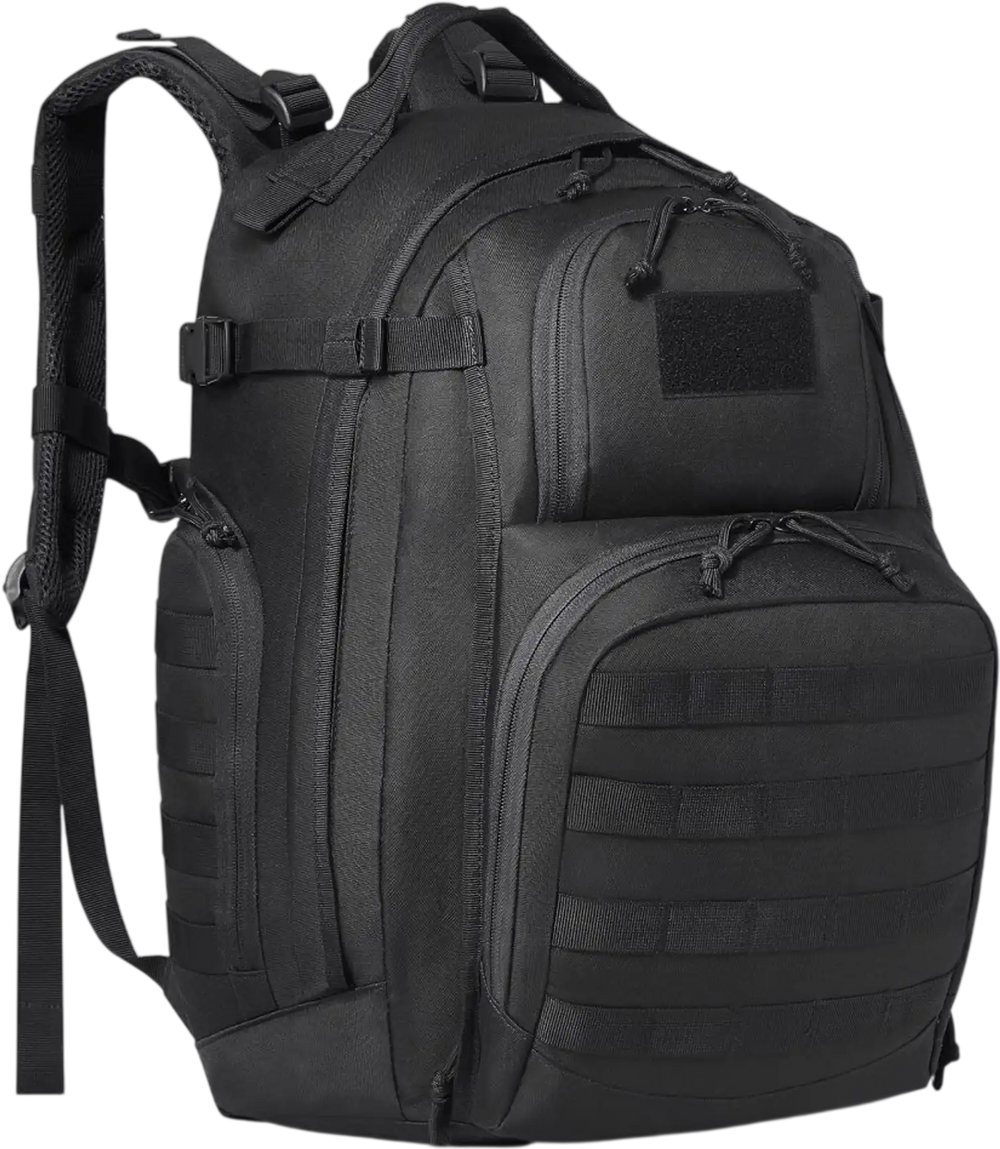 Tactical Backpack, 40L Military Tactical Backpack with Molle Design & Sponge Pad, Army Assault Pack Bag for Men and Women, Range Gear Backpack for Outdoor Adventure, Hiking, Hunting, Black