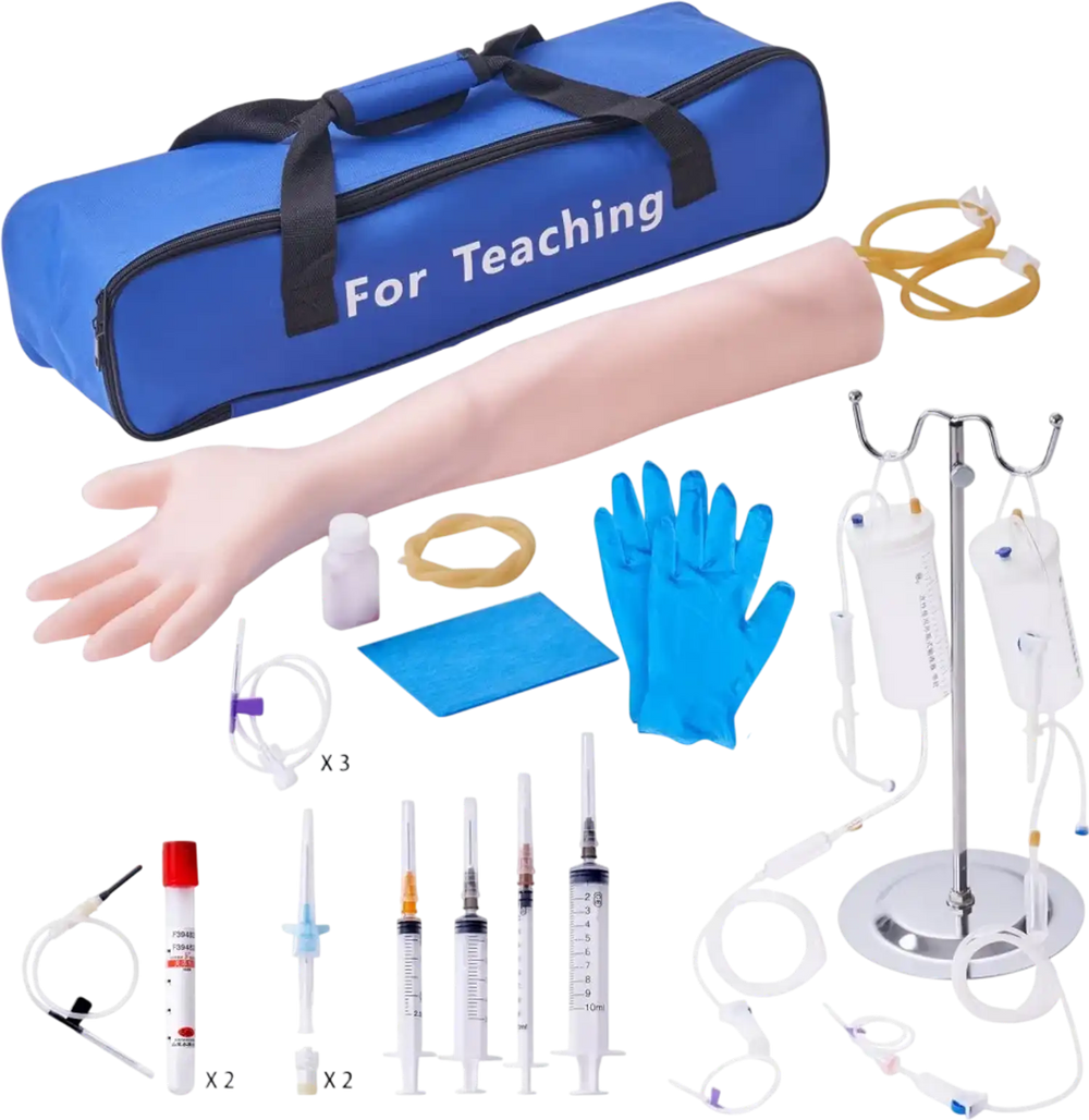 VEVOR Phlebotomy Practice Kit, IV Venipuncture Intravenous Training Kit, High Simulation IV Practice Arm Kit with Carrying Bag, Practice and Perfect IV Skills, for Students Nurses and Professionals