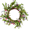 VEVOR Artificial Decorative Wreath, 22 in, Pink Green, Decorated with Daisies, Babysbreath, Buds, Year Round Wreath for All Seasons Indoor and Outdoor Home Wall Window Festival Wedding Decorations
