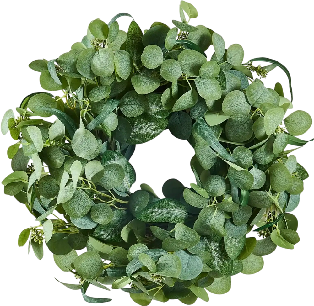 VEVOR Artificial Decorative Wreath, 26 in, Green, Decorated with Eucalyptus Leaves, Berries, Thorny Stems, Year Round Wreath for All Seasons Indoor and Outdoor Home Wall Window Festival Decorations