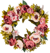 VEVOR Artificial Decorative Wreath, 19 in, Pink, Decorated with Peonies, Hydrangeas, Babysbreath, Year Round Wreath for All Seasons Indoor and Outdoor Home Wall Window Festival Wedding Decorations