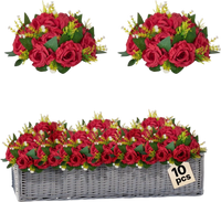 VEVOR Flower Balls Arrangement Bouquet 10 PCS, 9.5-Inch Wedding Red Roses Centerpieces, Fake Flowers Kissing Balls Decor Artificial Floral Arrangements Flower Bouquet for Home Party Table Decorations