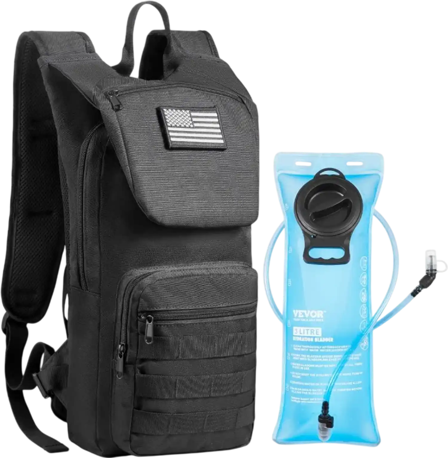 Vevor Hydration Backpack Tactical Molle 3L Water Bladder Hiking Running Cycling Camping New