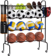 VEVOR Basketball Rack, 4-Layers Rolling Basketball Shooting Training Stand, Sports Equipment Storage Organizer with Wheels, Hooks and Baskets, Garage Ball Storage Holder for Football Soccer Volleyball