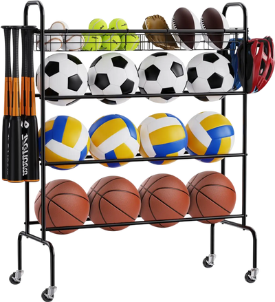 Vevor Basketball Rack 4-Layer Rolling Sports Equipment Storage Organizer New