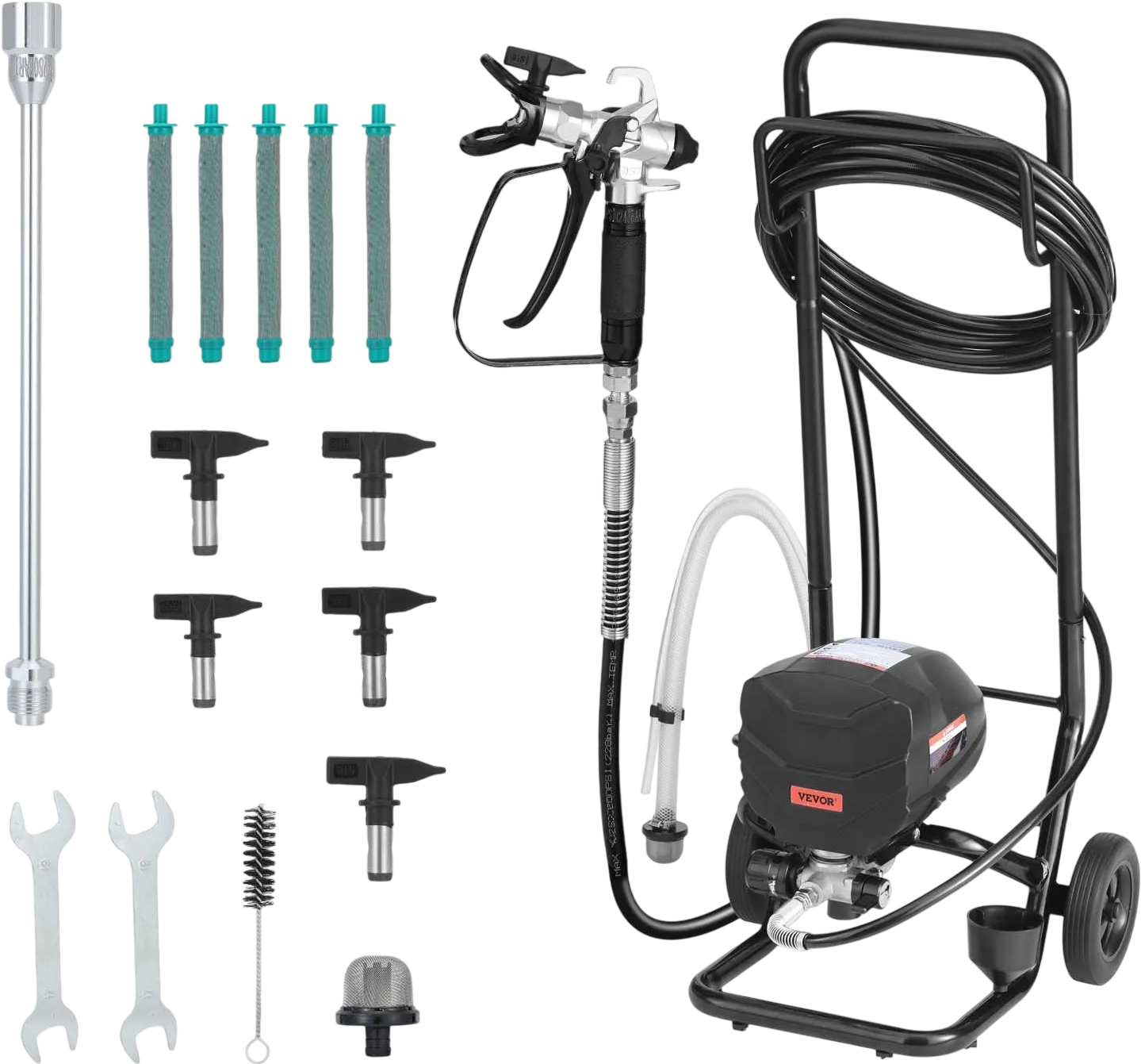 Vevor Stand Airless Paint Sprayer 3000 PSI 650W with Wheeled Cart and Accessories New