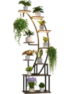 VEVOR Plant Stand Indoor with Grow Lights, 63 in Tall 9-Tier Lighted Plant Shelf, Metal Corner Plants Holder, 3 Timer & 10 Brightness, Curve-Shaped Flower Display Rack for Living Room Balcony Decor