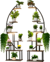 VEVOR Plant Stand Indoor with Grow Lights, 65.5 in Tall 7-Tiered Lighted Plant Shelf, 2 Pack Metal Corner Plants Holder, 3 Timer & 10 Brightness, Half-Moon Shaped Flower Display Rack for Living Room