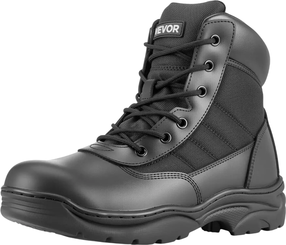 VEVOR Men's Military Tactical Boots, 6 inch Combat Hiking Work Boots, Lightweight & Breathable & Sturdy Mens Motorcycle Interceptor Trooper Boot, for Outdoor Security Mountaineering, US Size 10.5